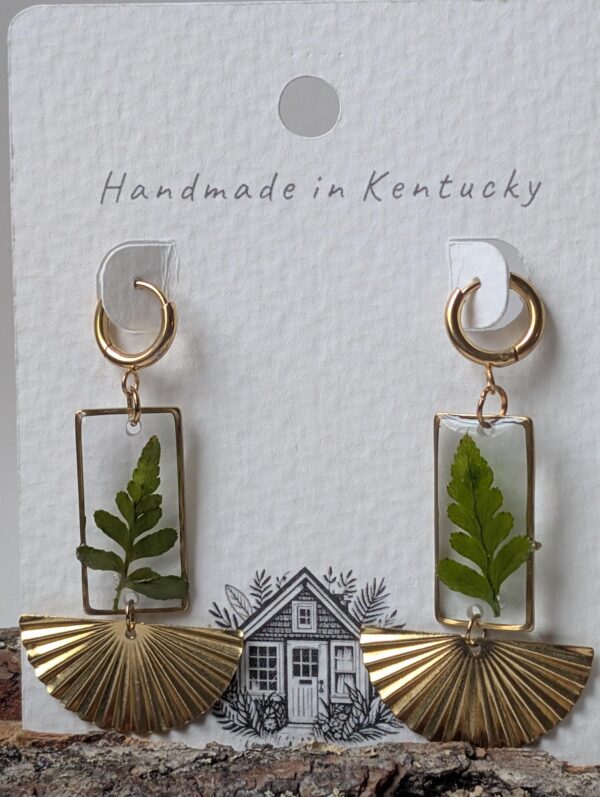 Fern fan dangle earrings