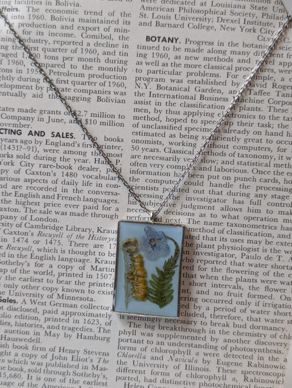 Goldenrod Forget-Me-Not and Fern Necklace