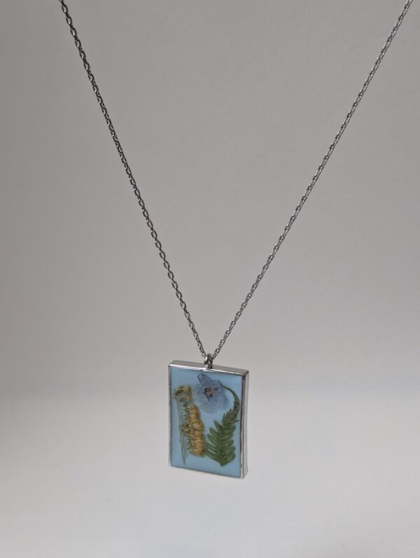 Goldenrod Forget-Me-Not and Fern Necklace