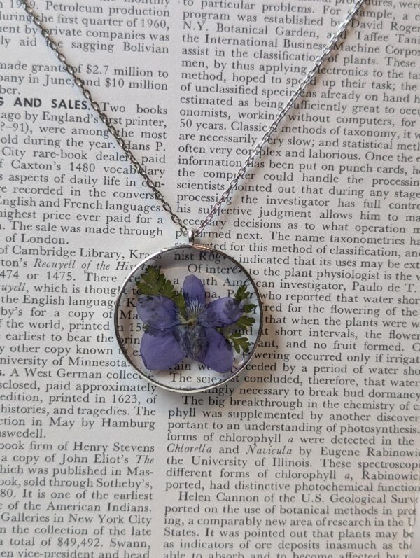 wild violet necklace sterling silver round