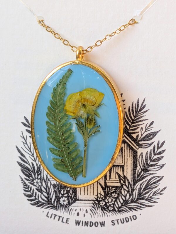 Cinquefoil and Fern Gold Pendant - Image 4