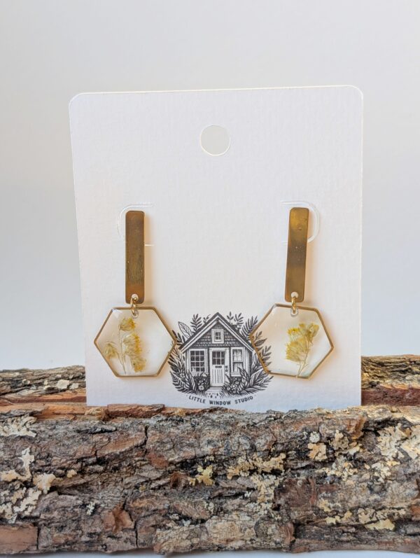 Goldenrod Hexagon Bar Earrings