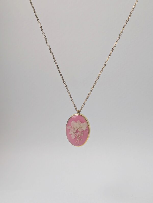 Pink Hydrangea Oval Pendant - Image 3