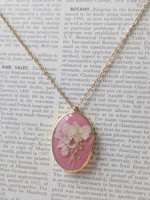 Pink Hydrangea Oval Pendant - Image 2