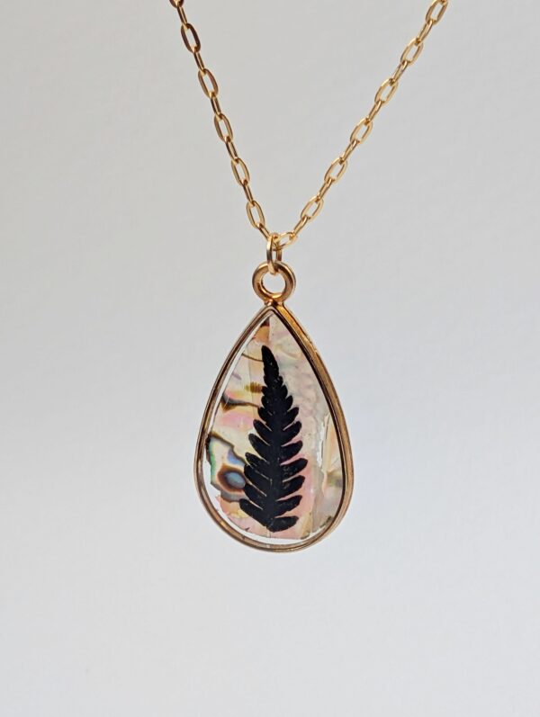 Mother of Pearl and Fern Teardrop Pendant - Image 3