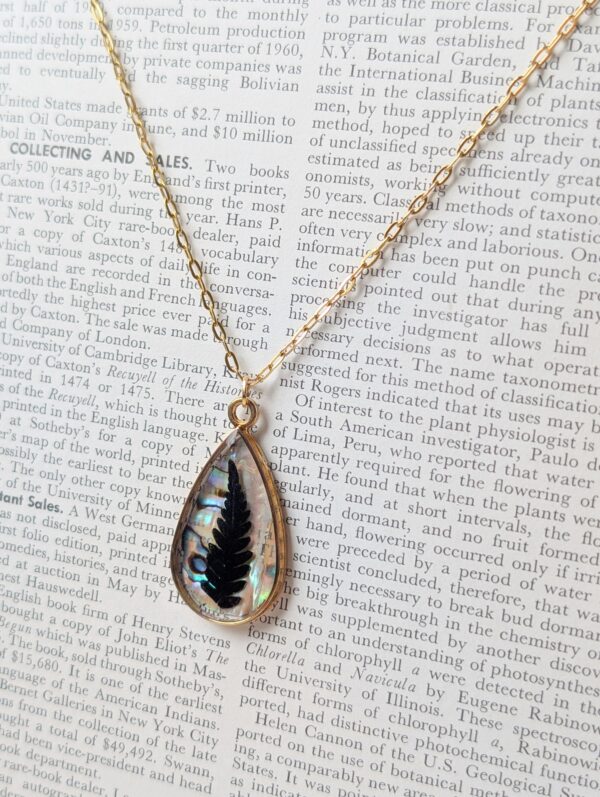 Mother of Pearl and Fern Teardrop Pendant - Image 2