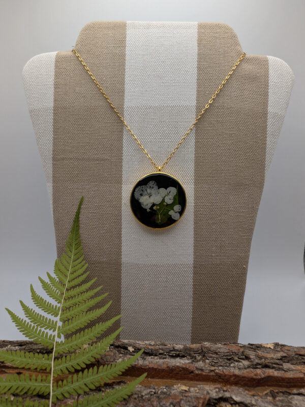 White Hydrangea Black Pendant - Image 2