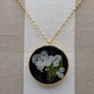 White Hydrangea Black Pendant